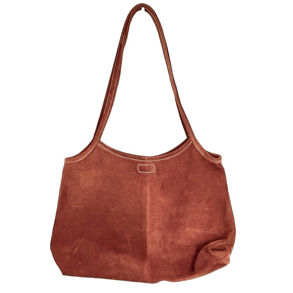 Italian Suede Leather Shoulder Bag Purse Top Handle Genuine Handmade In Rome